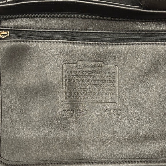 Vintage Coach Black Leather waverly Tote with Brass Accent Hardware - Picture 8 of 11